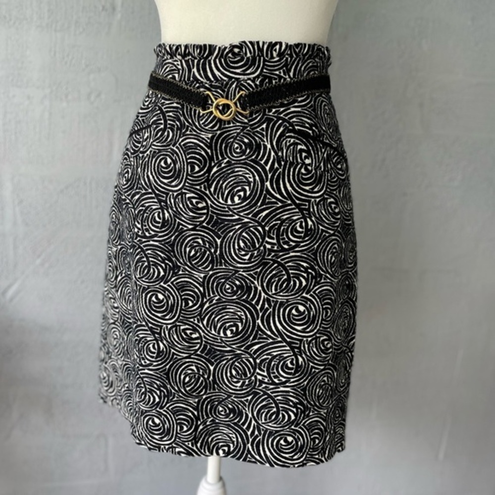 Anthropologie Elevenses Black & White Belted Skirt